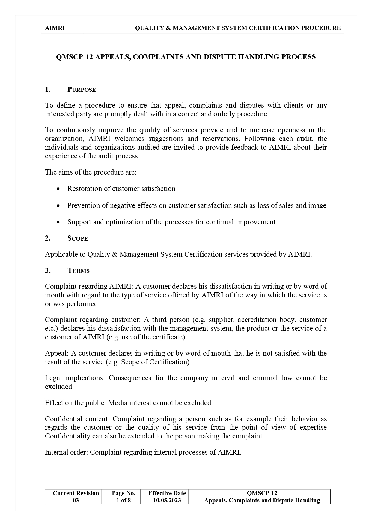 Appeals & Complaints Process
