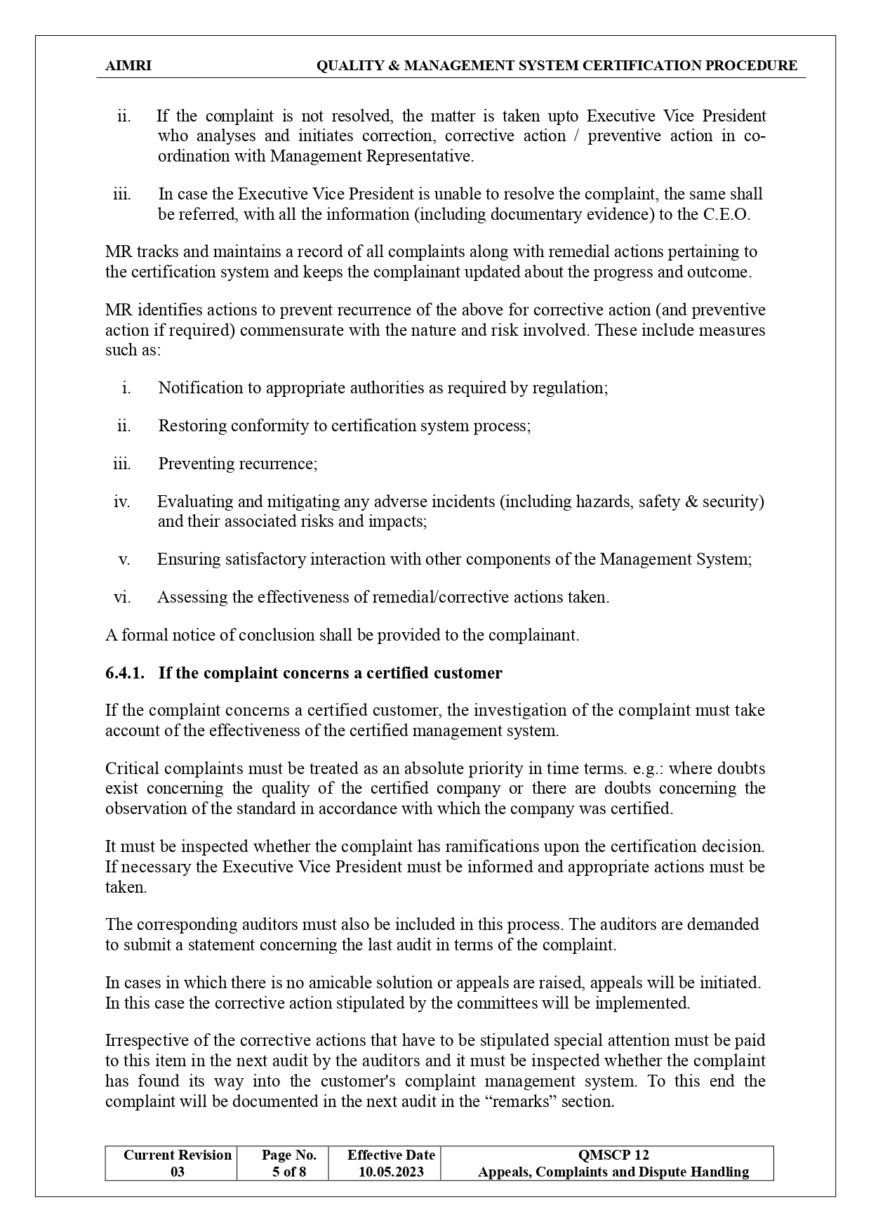 Appeals & Complaints Process